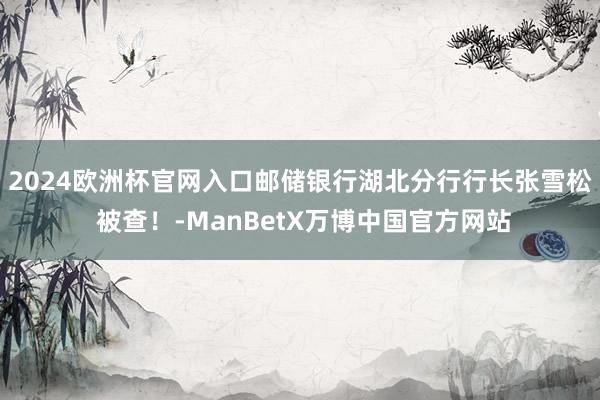 2024欧洲杯官网入口邮储银行湖北分行行长张雪松 被查！-ManBetX万博中国官方网站