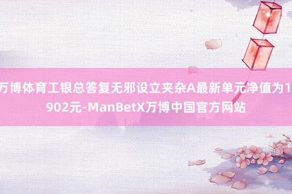 万博体育工银总答复无邪设立夹杂A最新单元净值为1.902元-ManBetX万博中国官方网站