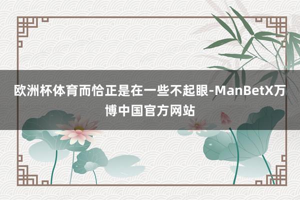 欧洲杯体育而恰正是在一些不起眼-ManBetX万博中国官方网站