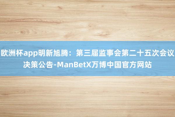 欧洲杯app明新旭腾：第三届监事会第二十五次会议决策公告-ManBetX万博中国官方网站